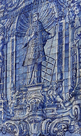Igreja Matriz de São Lourenço, kerk Almancil, azulejo's, Portugese tegeltjes, reistips Loulé, Portugal, Algarve, Jesus Christus, portret van een droom